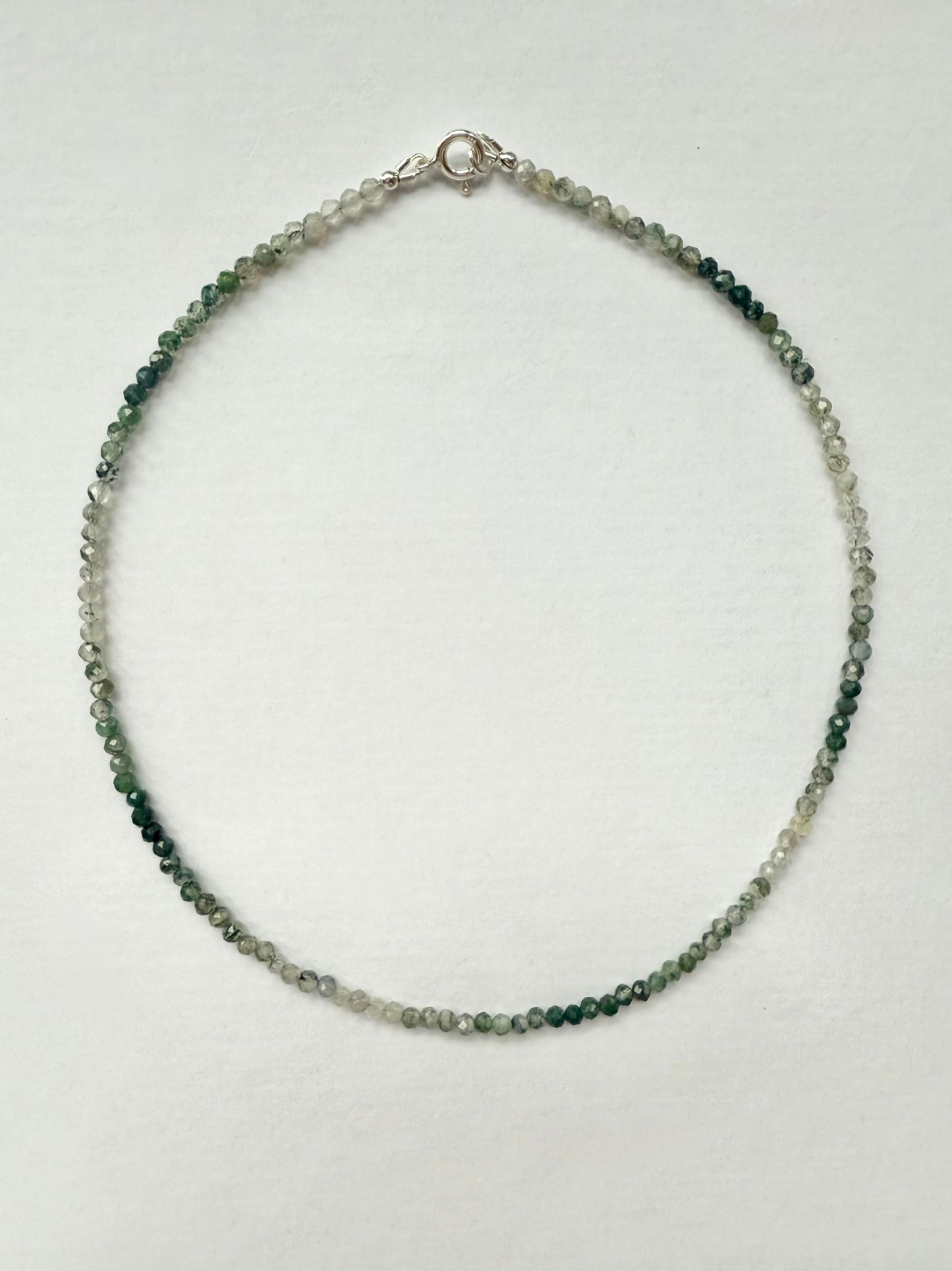 Moss agate dainty beaded necklace