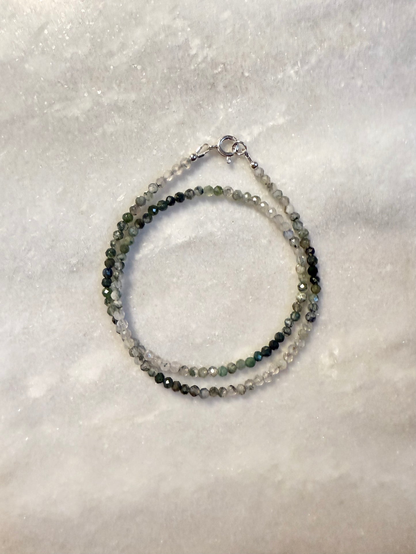 Dainty Moss Agate Silver Necklace