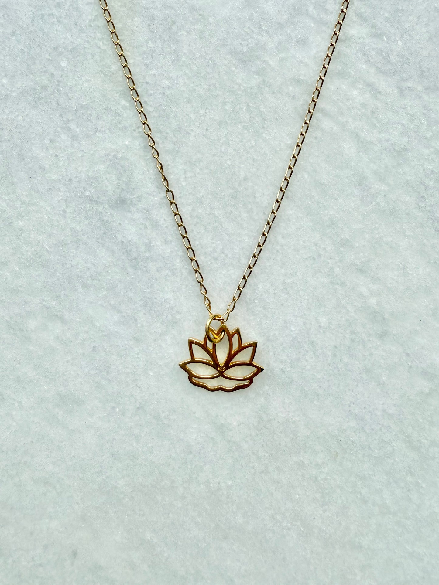 Lotus Flower Pendant Necklace / Gold Vermeil
