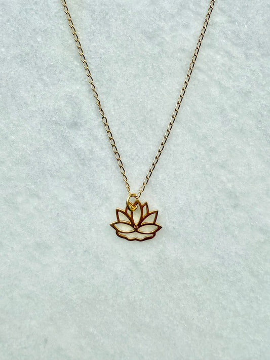 Lotus Flower Pendant Necklace / Gold Vermeil