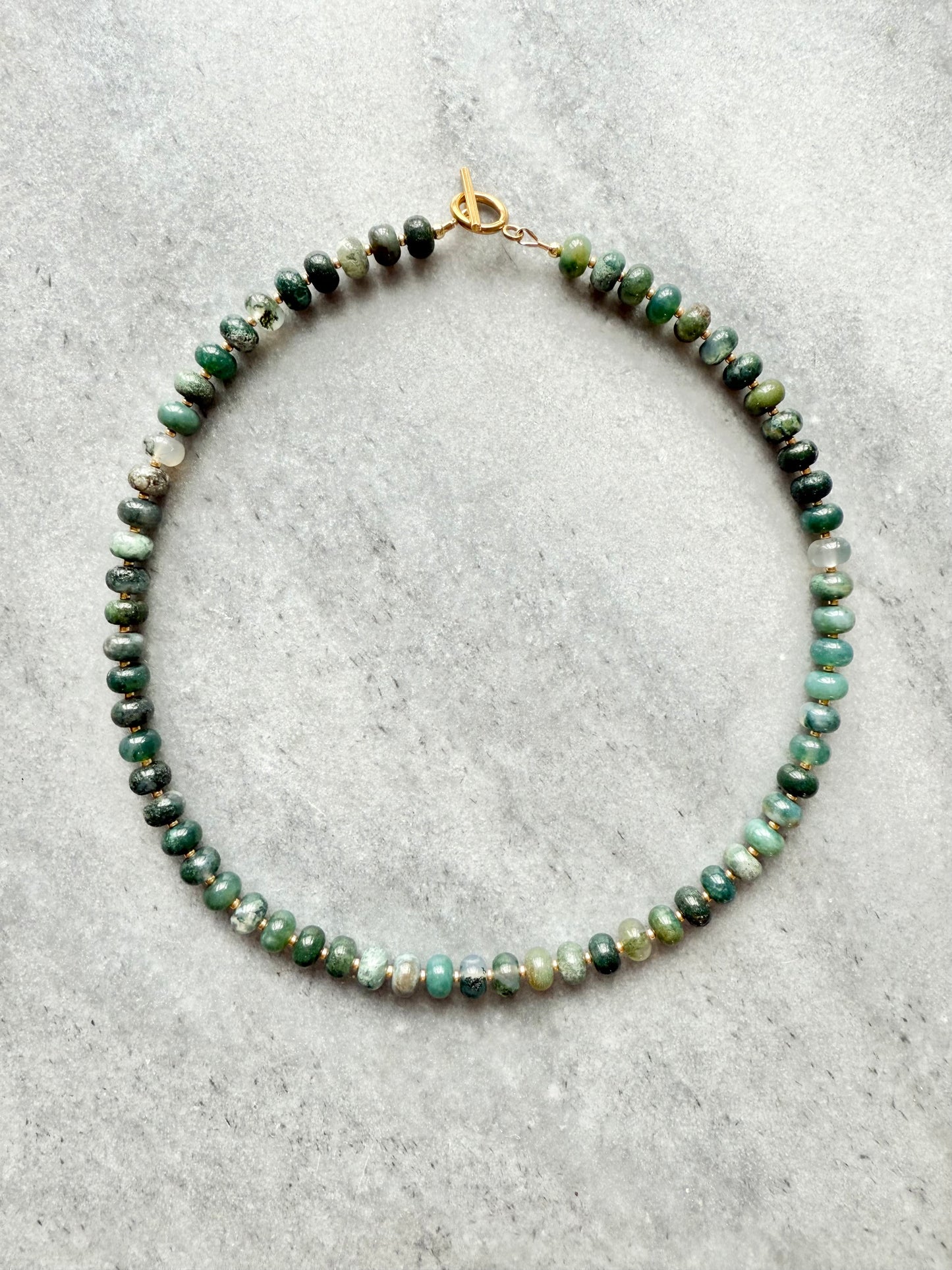 Moss Agate Balance Beaded Necklace