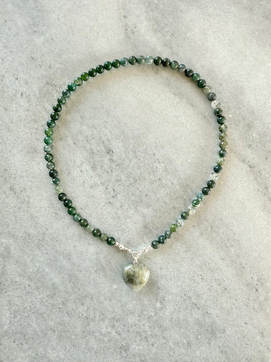 Moss Agate Beaded Necklace