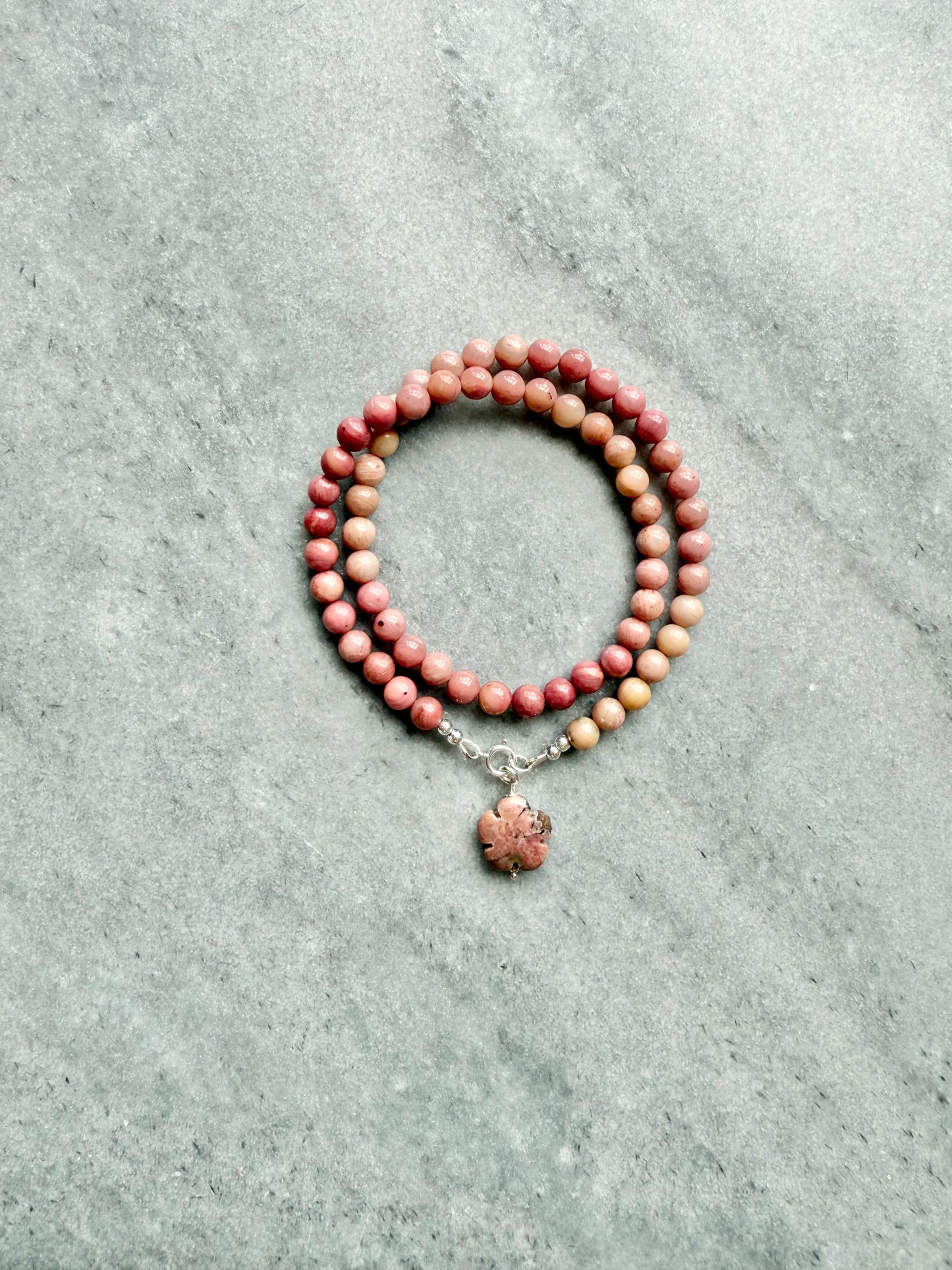 Pink Rhodonite Beaded Necklace