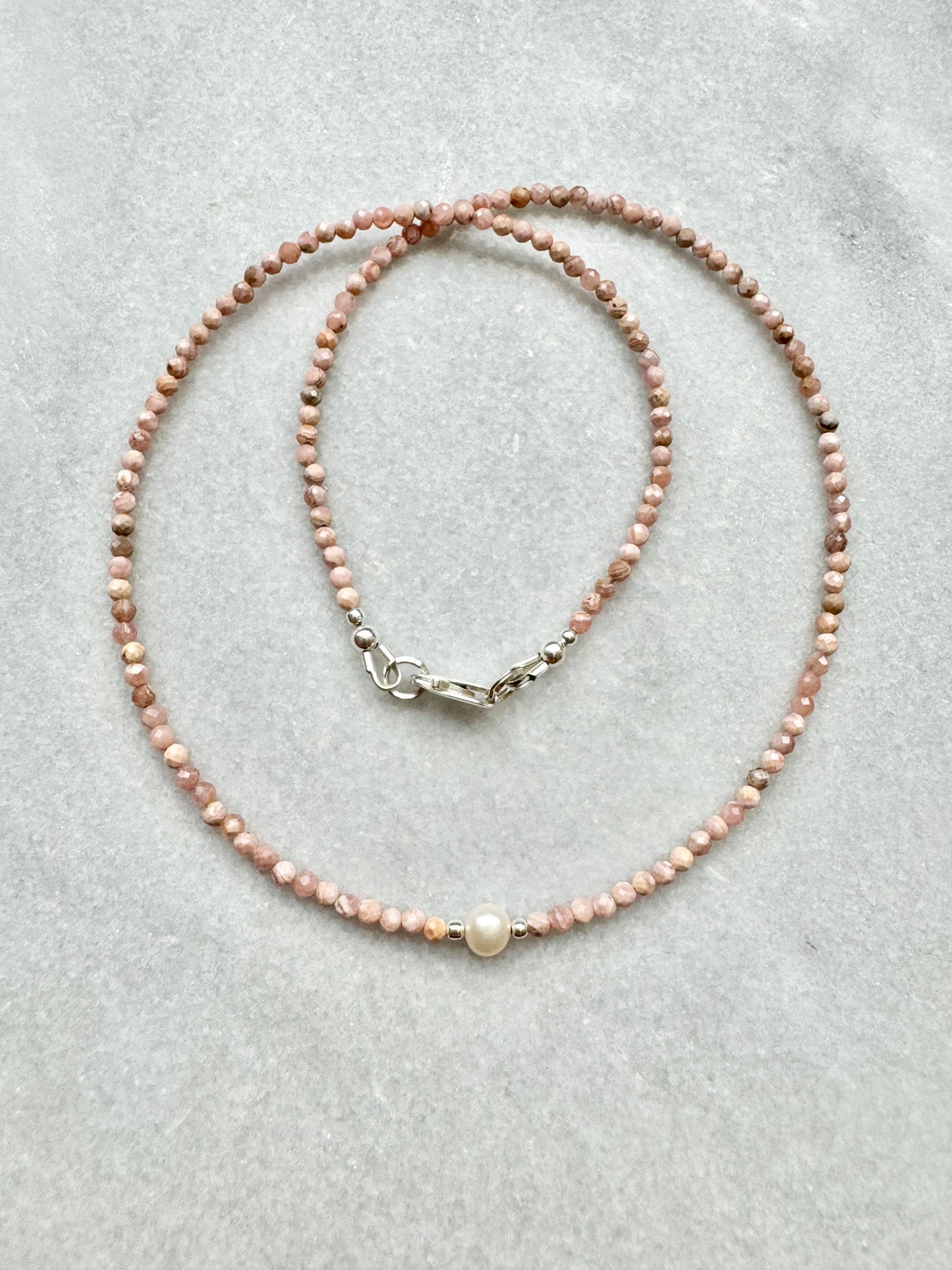 Dainty Rhodochrosite Silver Necklace
