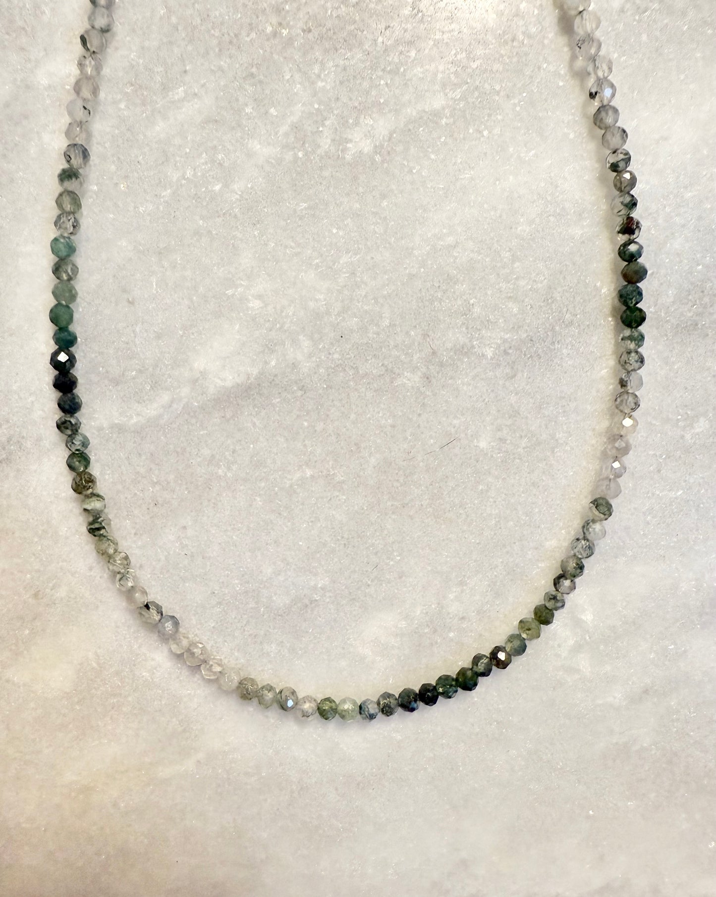 Dainty Moss Agate Silver Necklace