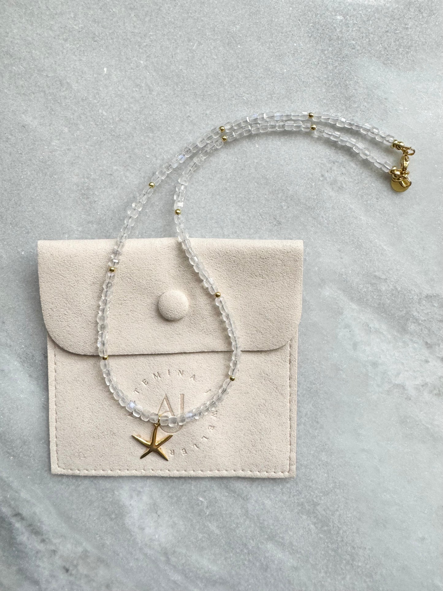 Moonstone Ocean Sparkle Necklace / Gold Vermeil
