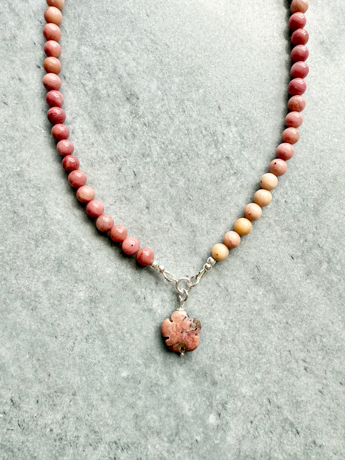 Pink Rhodonite Beaded Necklace