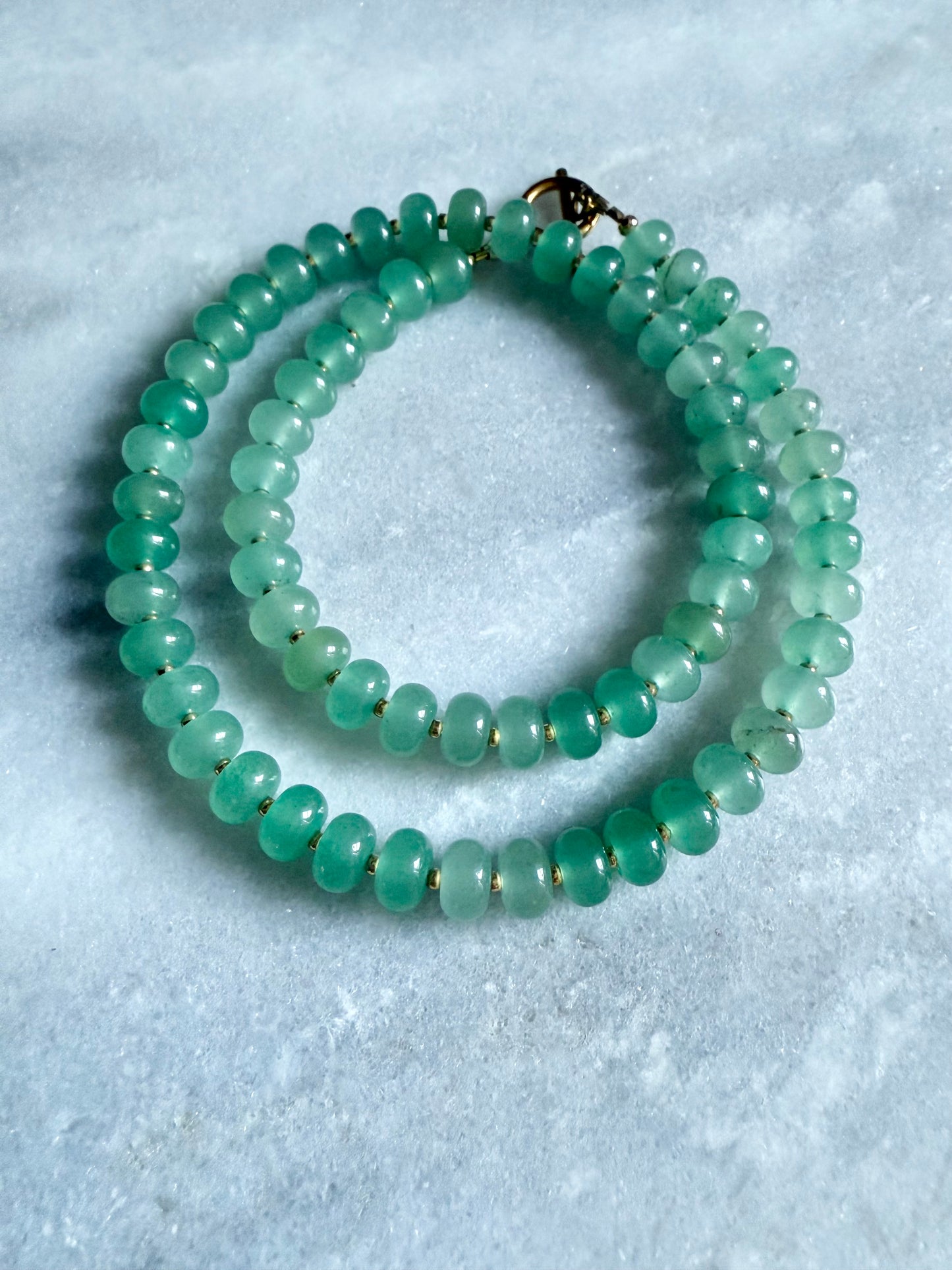 Forest Glow Green Aventurine Rondelle Necklace