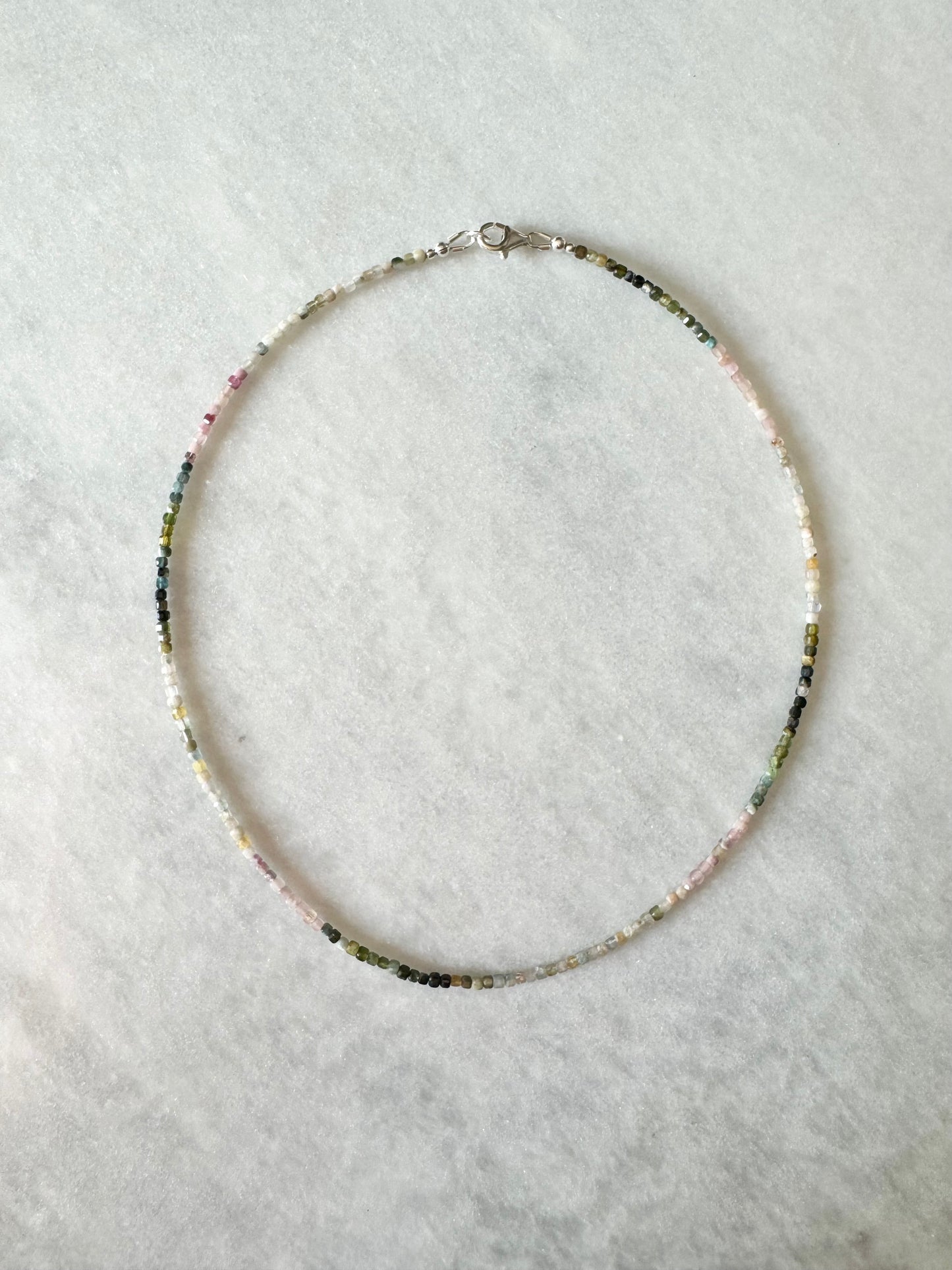 Watermelon Tourmaline Silver Necklace