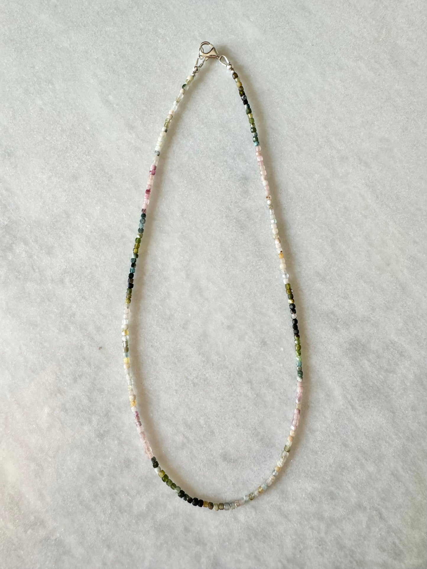 Watermelon Tourmaline Silver Necklace