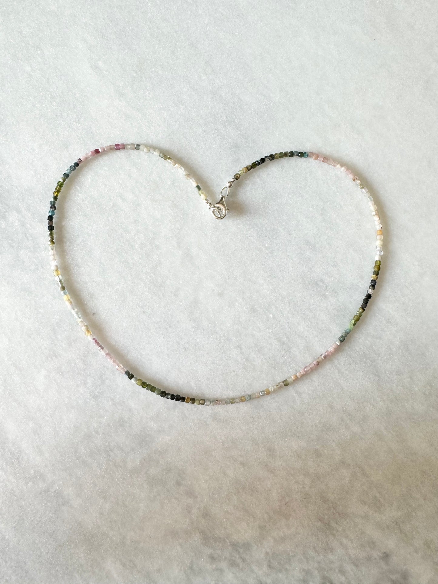Watermelon Tourmaline Silver Necklace