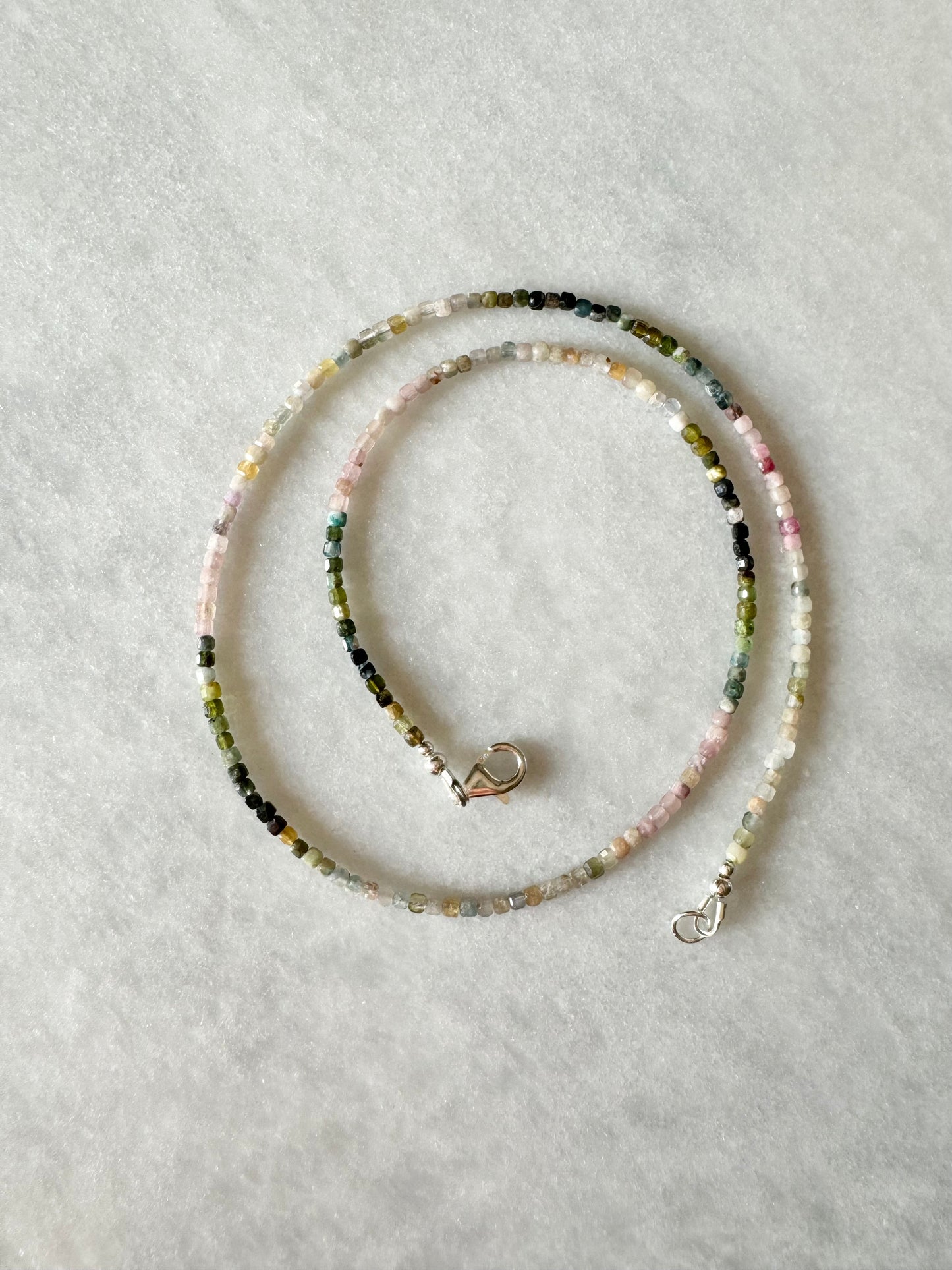 Watermelon Tourmaline Silver Necklace