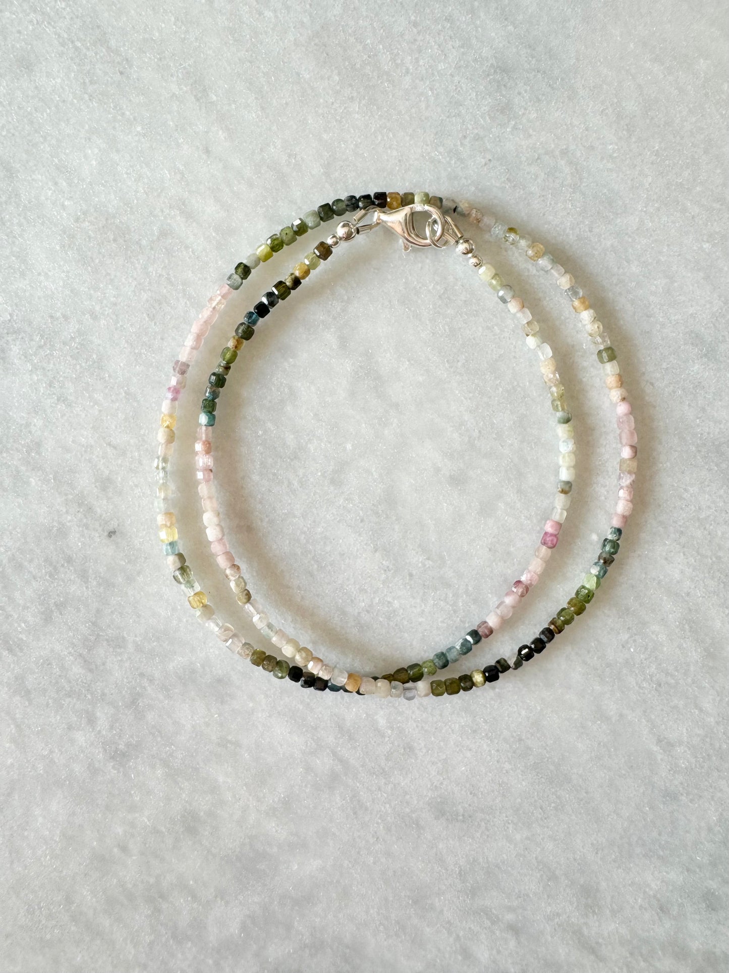 Watermelon Tourmaline Silver Necklace