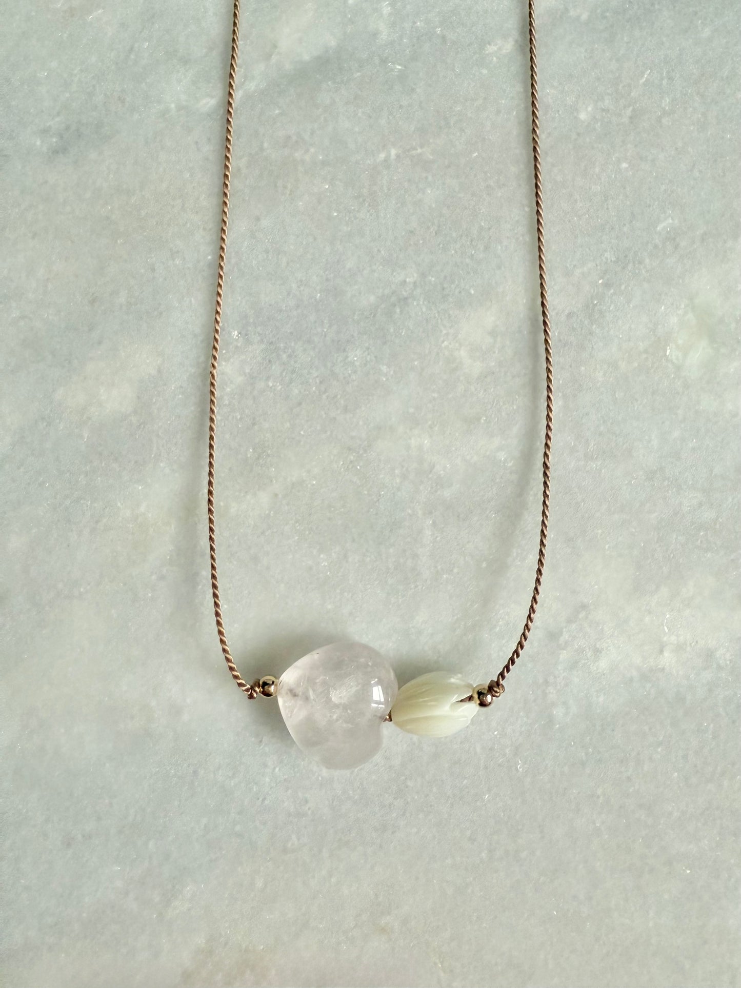 Rose Quartz & Mother of Pearl Pendant Necklace