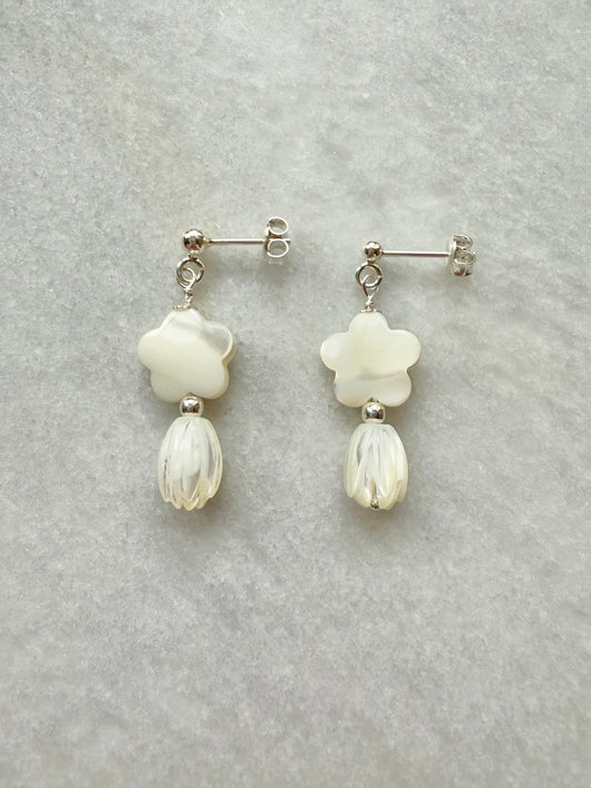 Mother of Pearl Silver Drop Earrings