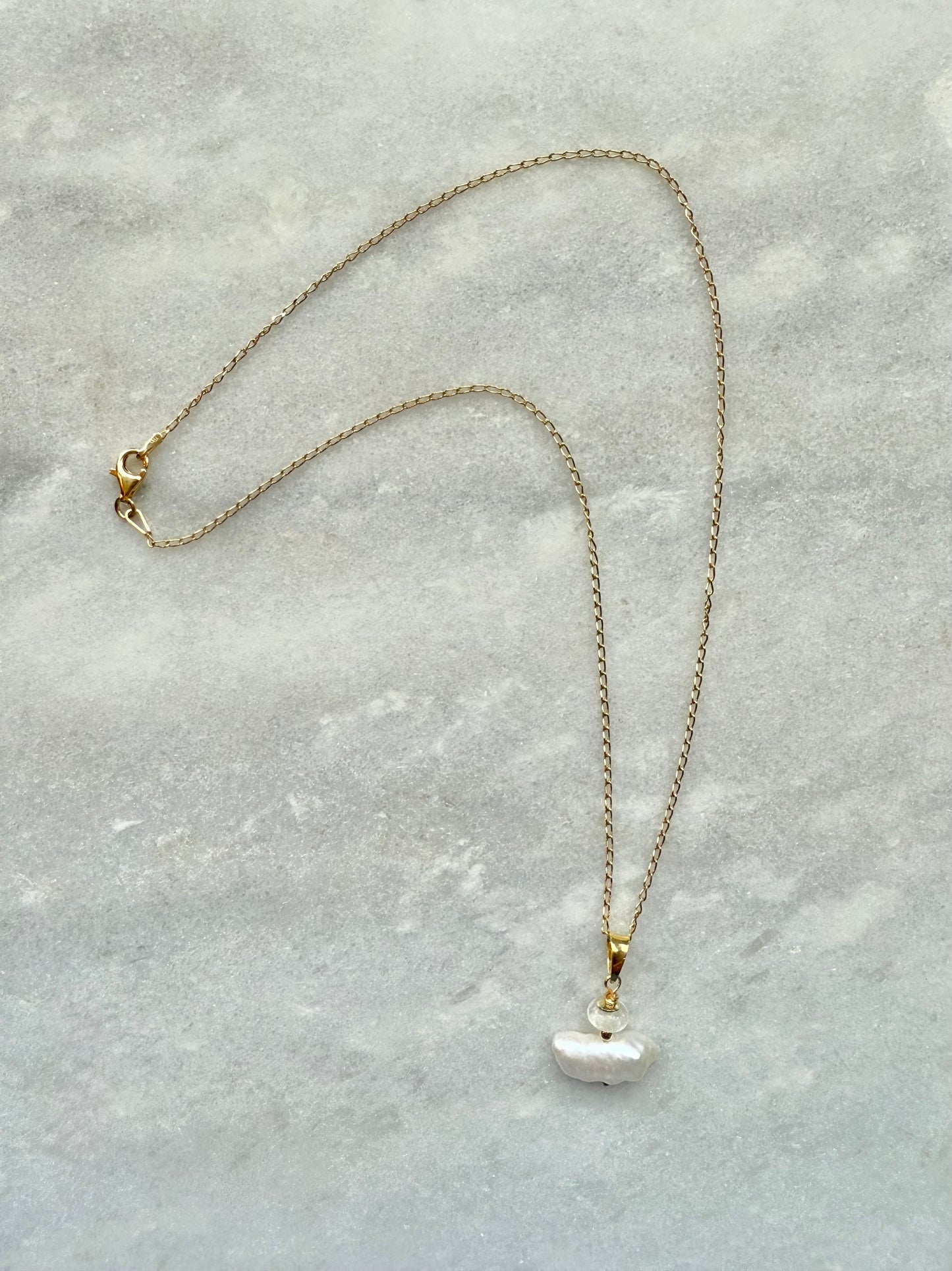 Biwa Pearl Pendant Necklace / Gold Vermeil