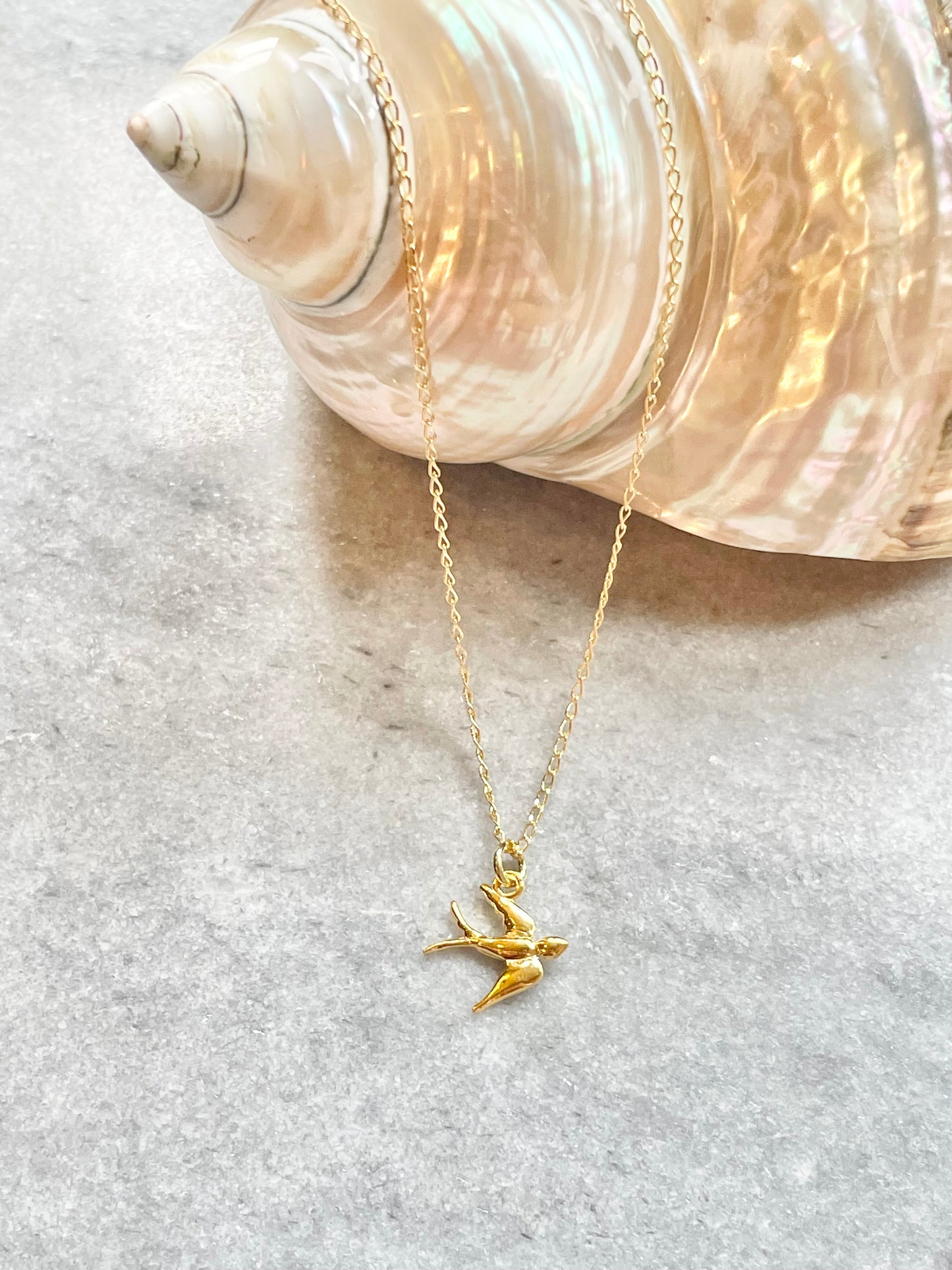 Swallow Pendant Necklace / Gold Vermeil
