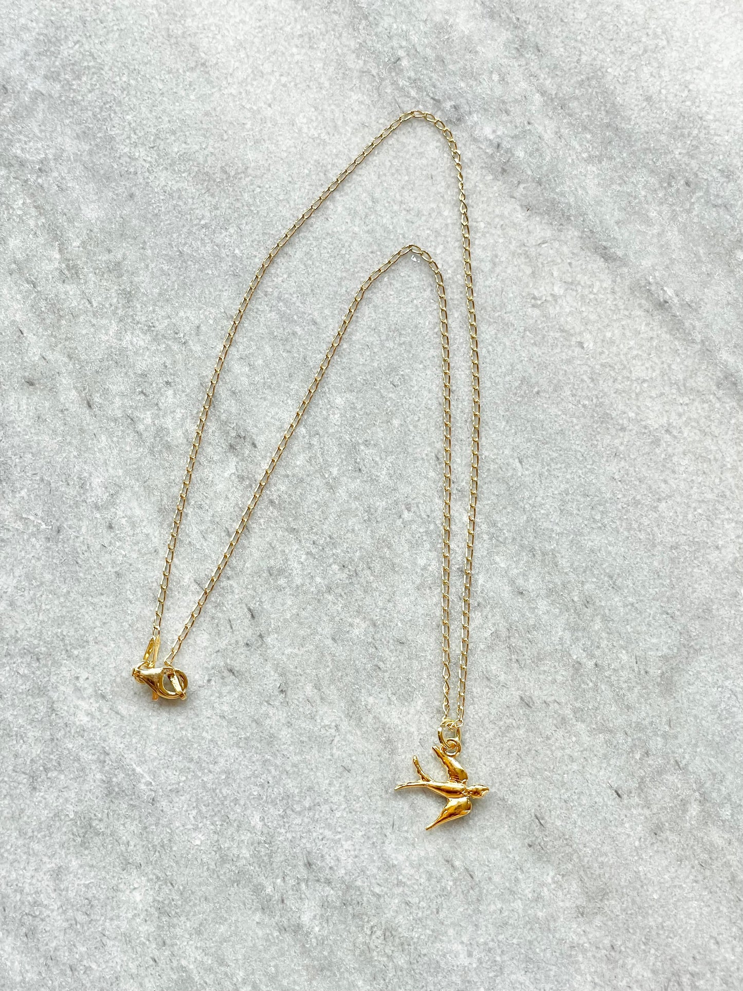 Swallow Pendant Necklace / Gold Vermeil