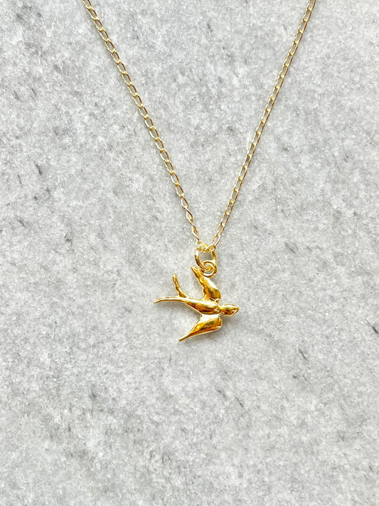 Swallow Pendant Necklace / Gold Vermeil