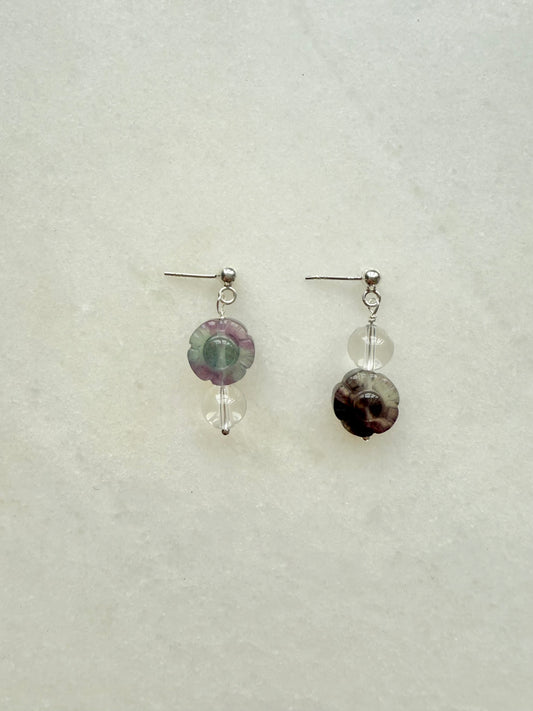Fluorite & Rock Crystal Earrings