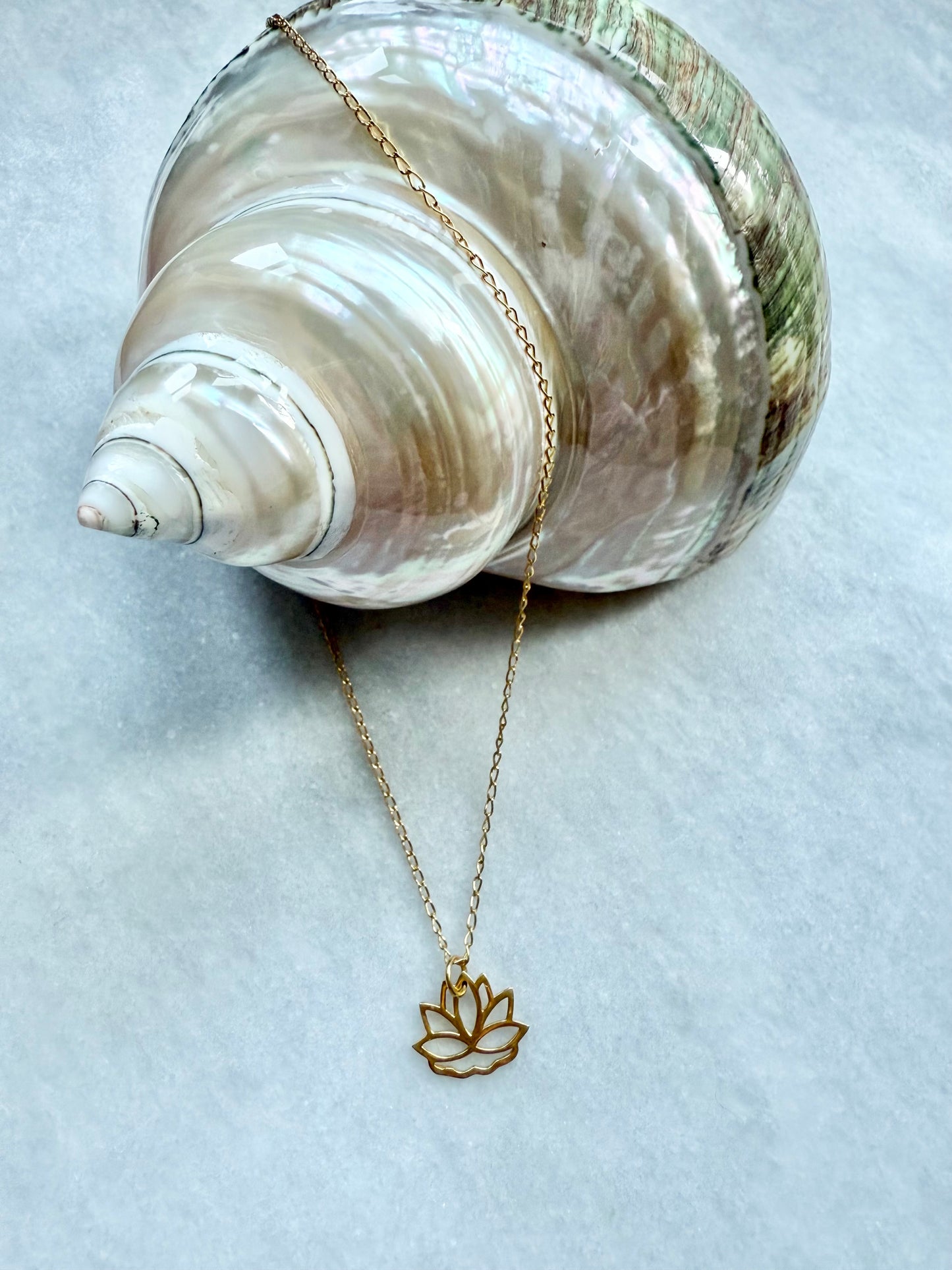 Lotus Flower Pendant Necklace / Gold Vermeil