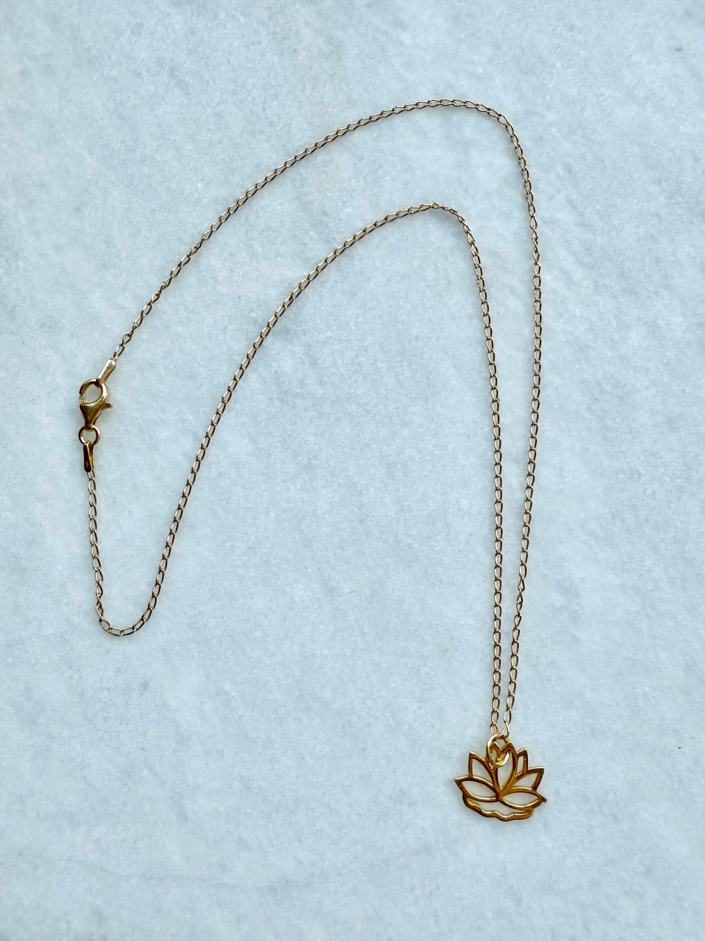 Lotus Flower Pendant Necklace / Gold Vermeil