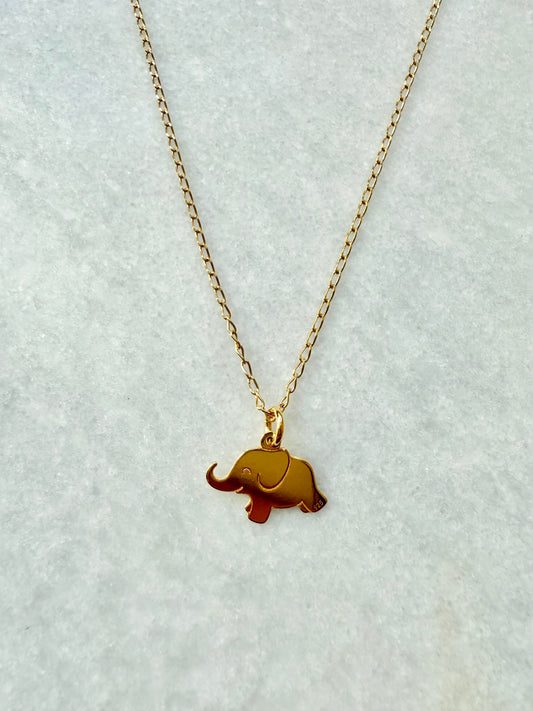 Elephant Pendant Necklace / Gold Vermeil