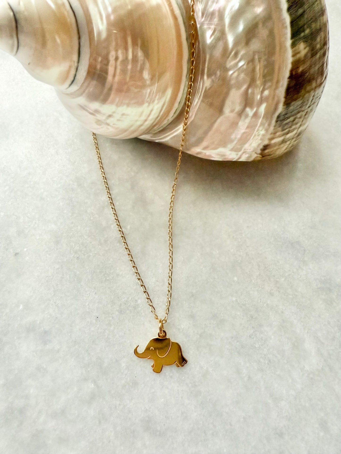 Elephant Pendant Necklace / Gold Vermeil