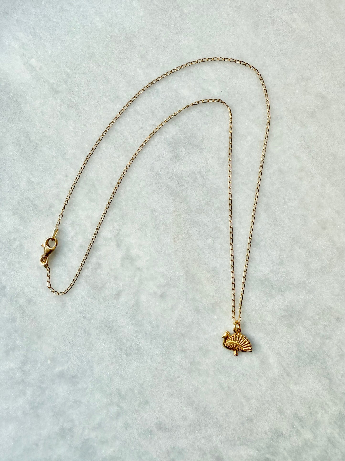 Peacock Pendant Necklace / Gold Vermeil
