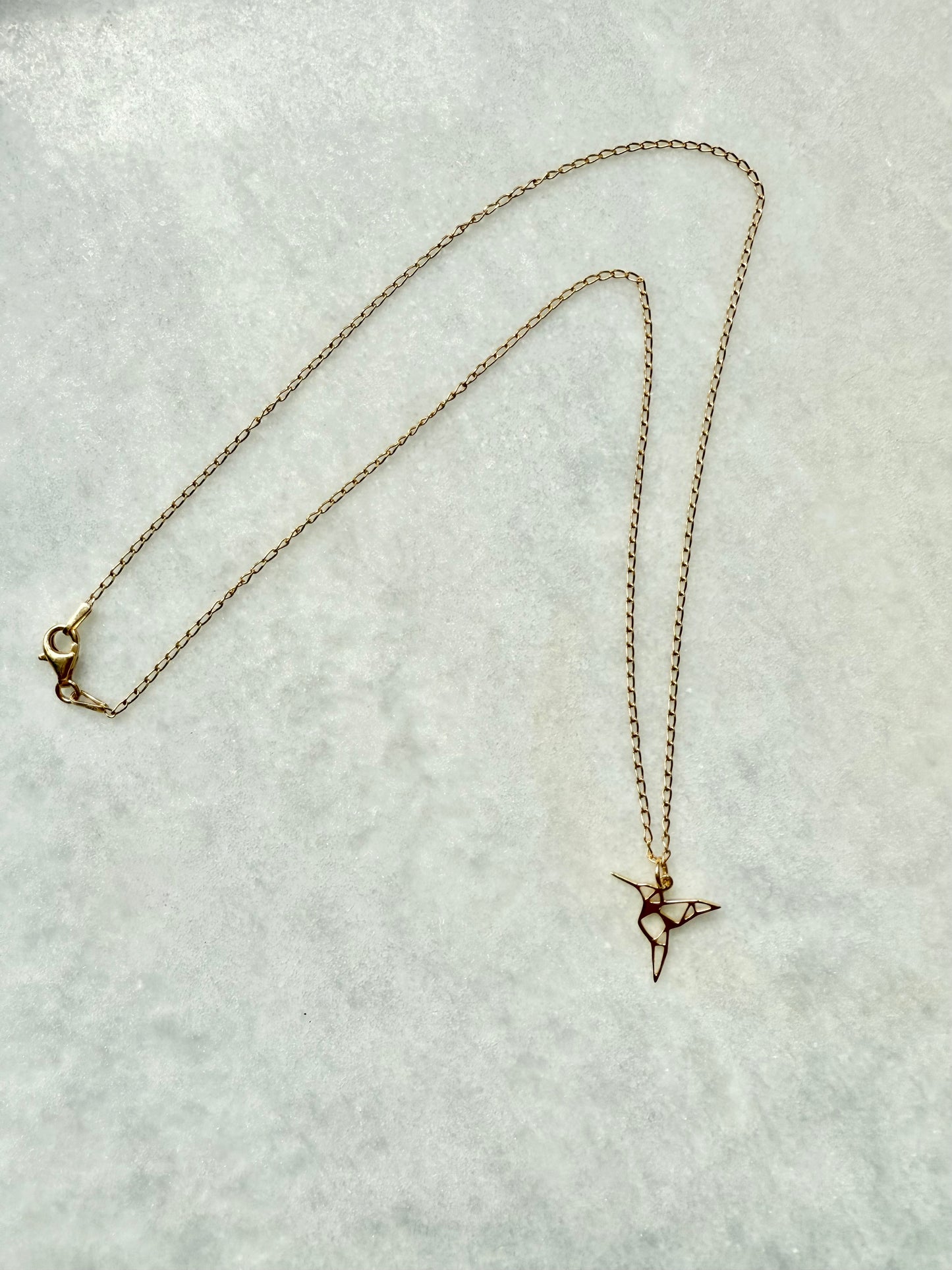 Hummingbird Pendant Necklace / Gold Vermeil