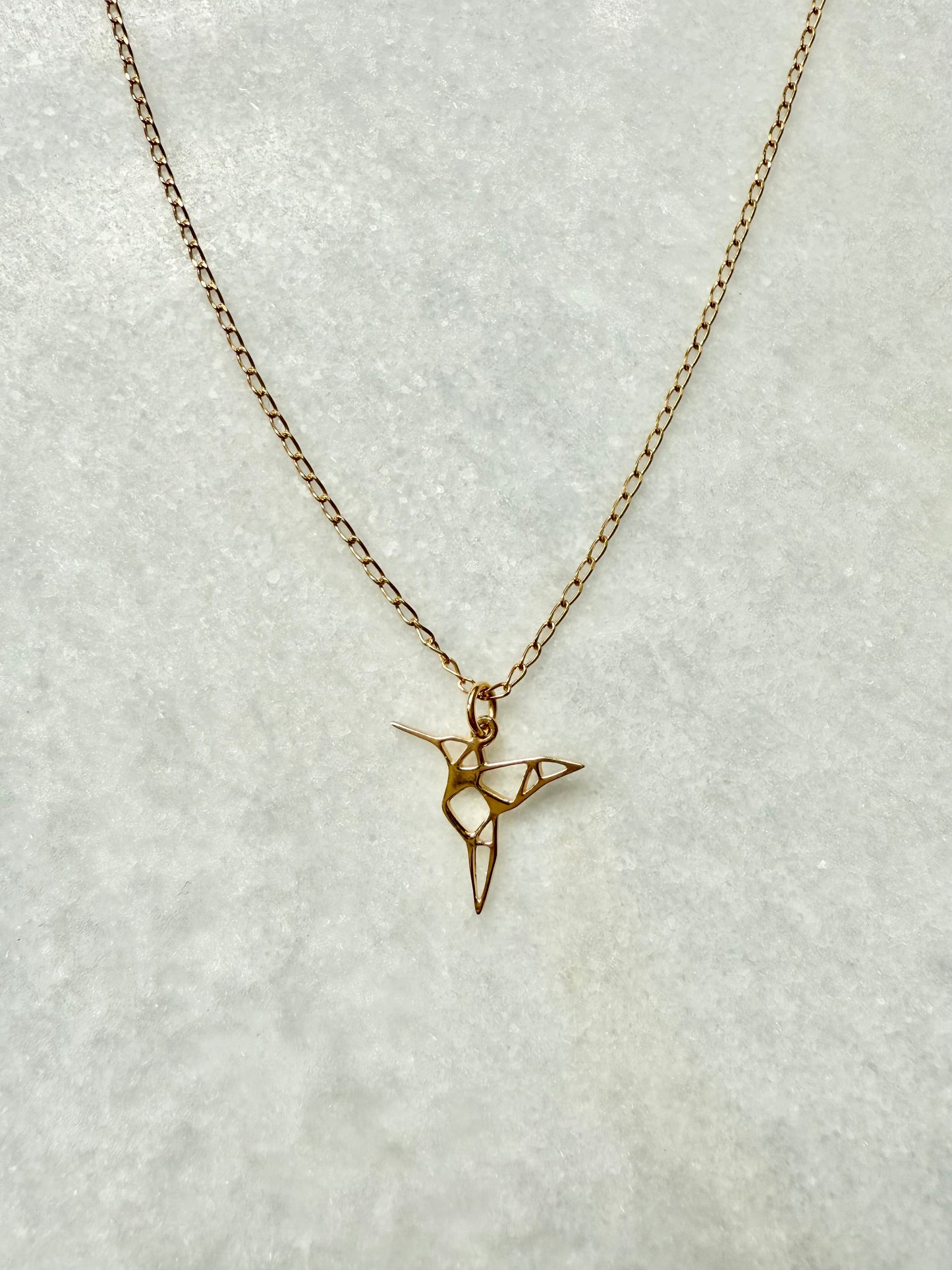 Hummingbird Pendant Necklace / Gold Vermeil