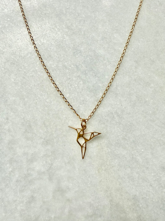Hummingbird Pendant Necklace / Gold Vermeil