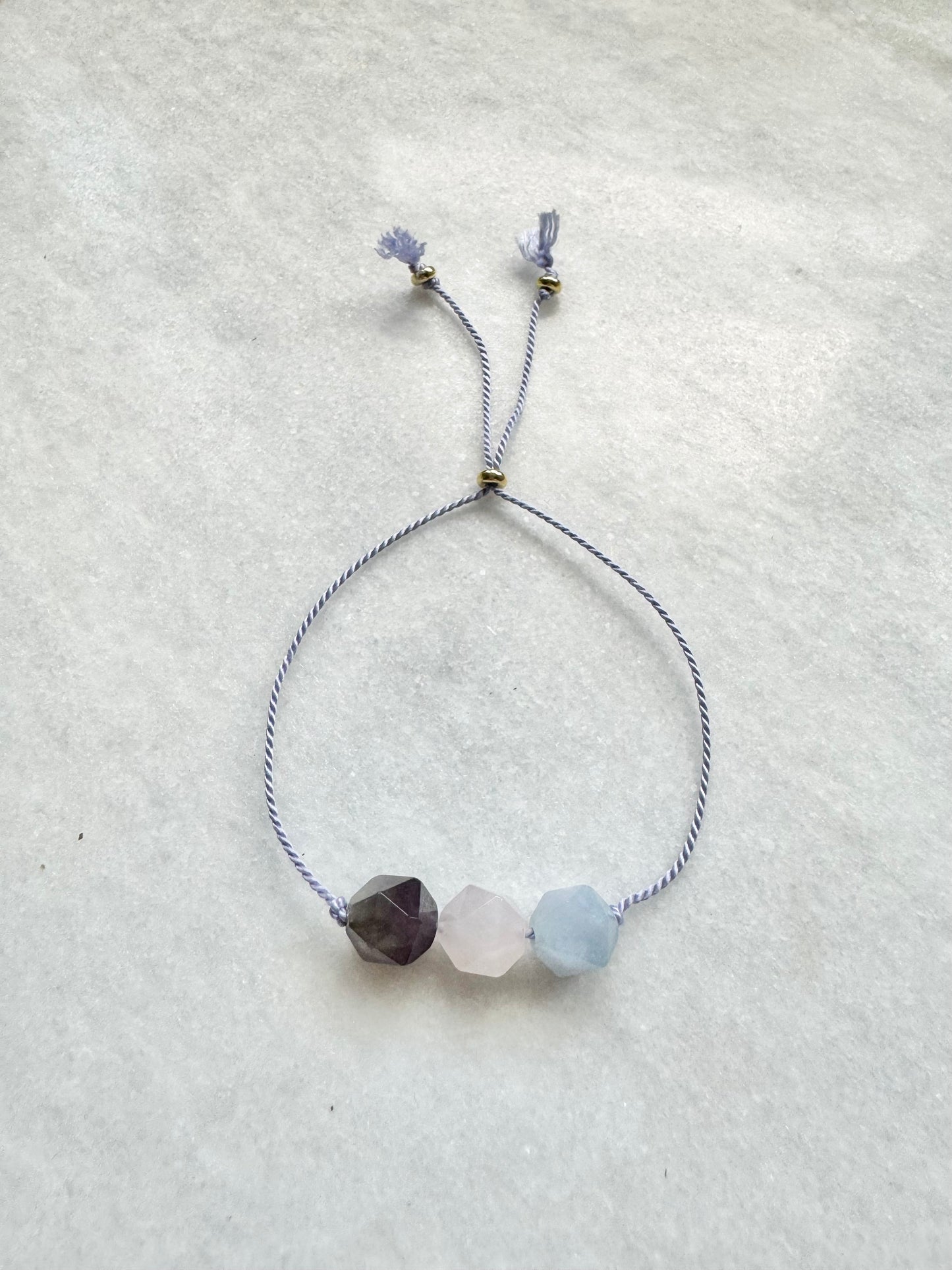 Gemstone Silk Thread Bracelet / Amethyst / Aquamarine / Rose quartz