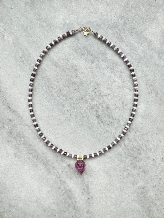 Amethyst & Pearl Fruit Necklace