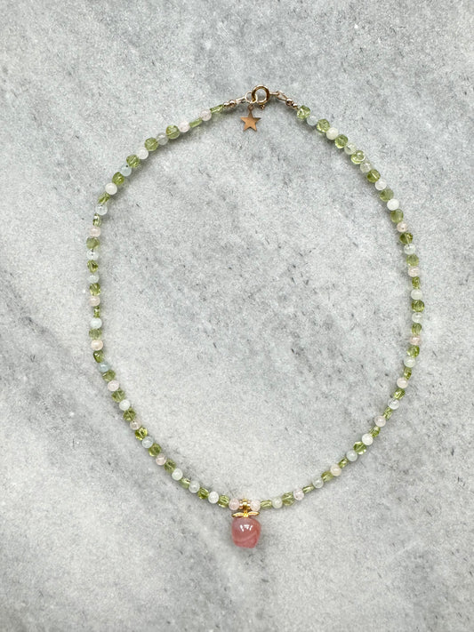 Peridot & Morganite Fruit Necklace