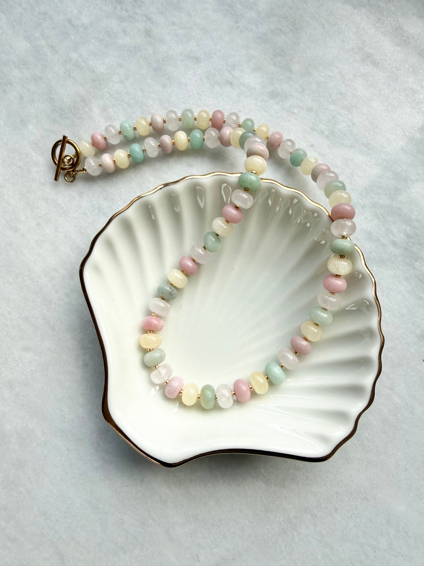 Pastel Gemstone Rondelle Necklace