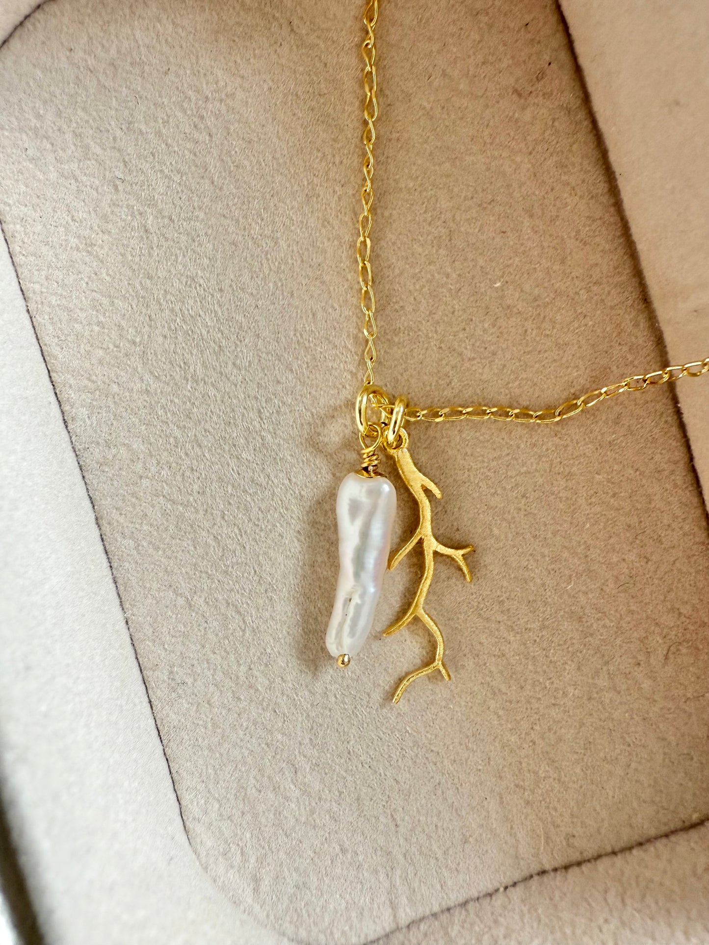 Pendentif en argent perle Biwa