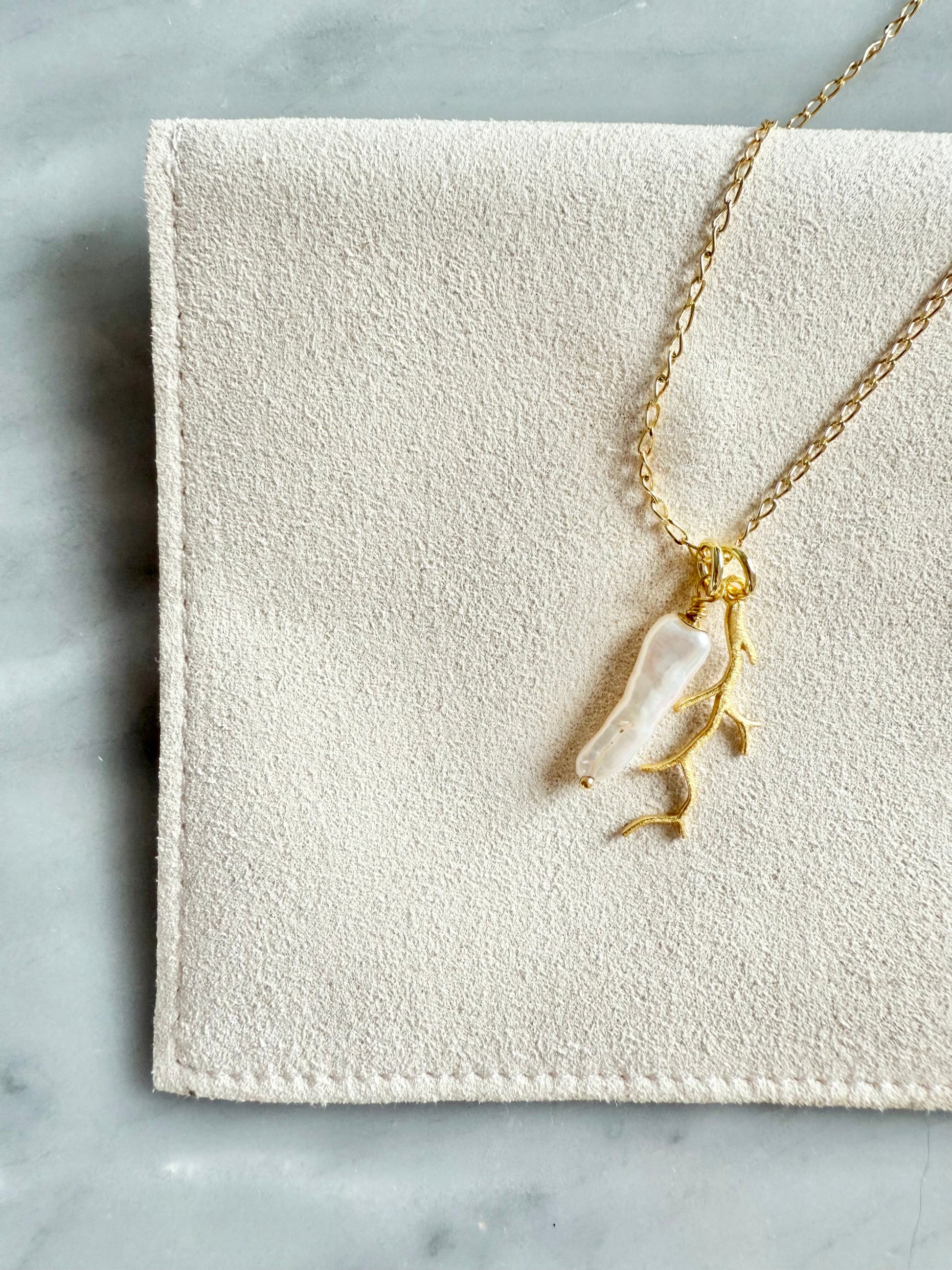 Luxury gold vermeil Biwa pearl jewellery