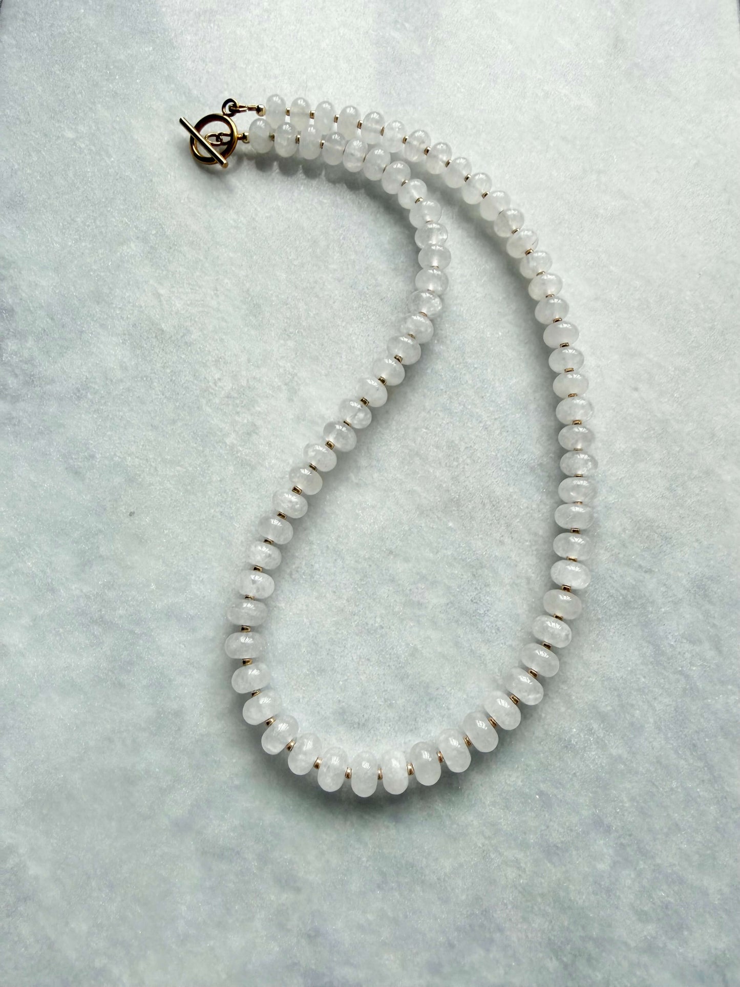White Jade Rondelle Necklace