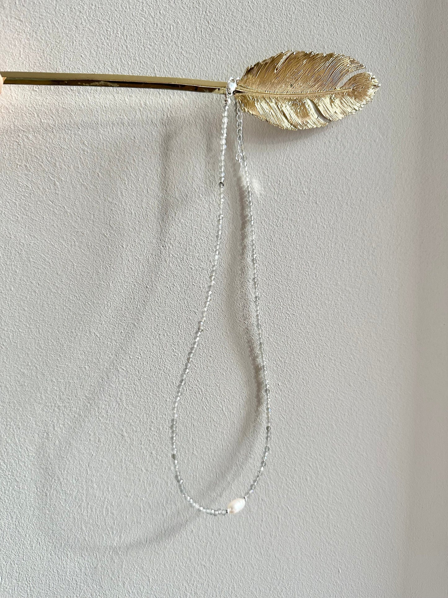 Dainty Labradorite Silver Necklace
