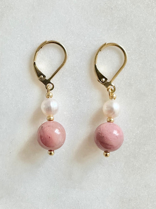 Pearl & Rhodonite Candy Earrings