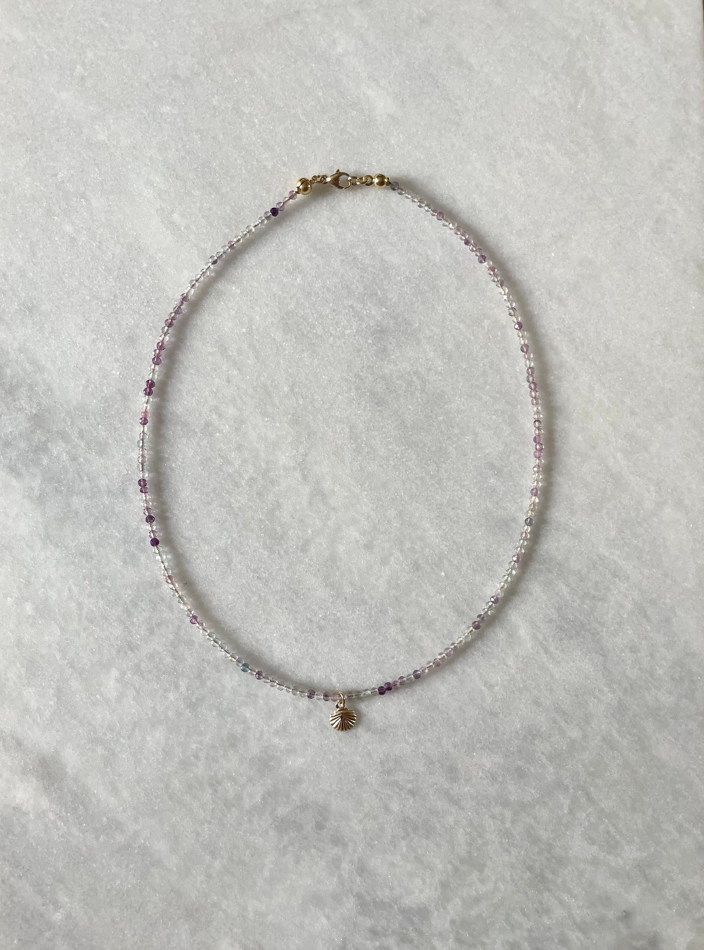 Dainty Rainbow Fluorite necklace / gold filled