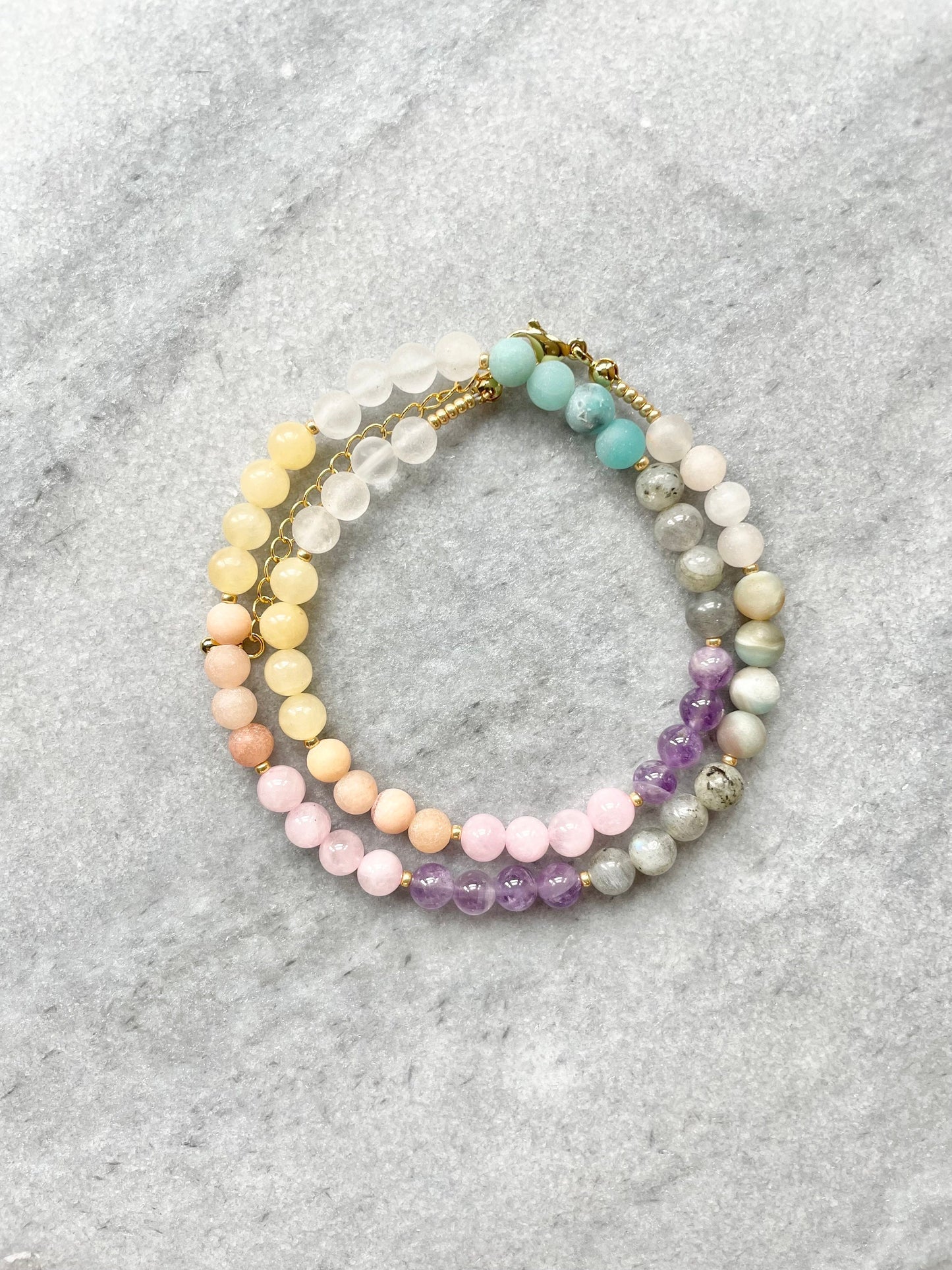 Rainbow Gemstone Beaded Necklace / Gold vermeil