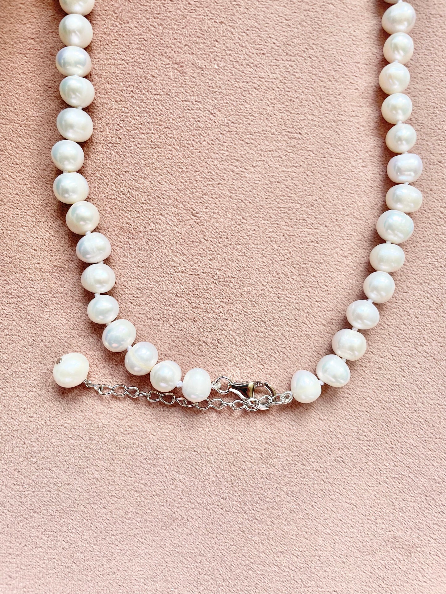 Freshwater Pearl Hand Knotted Silver Necklace