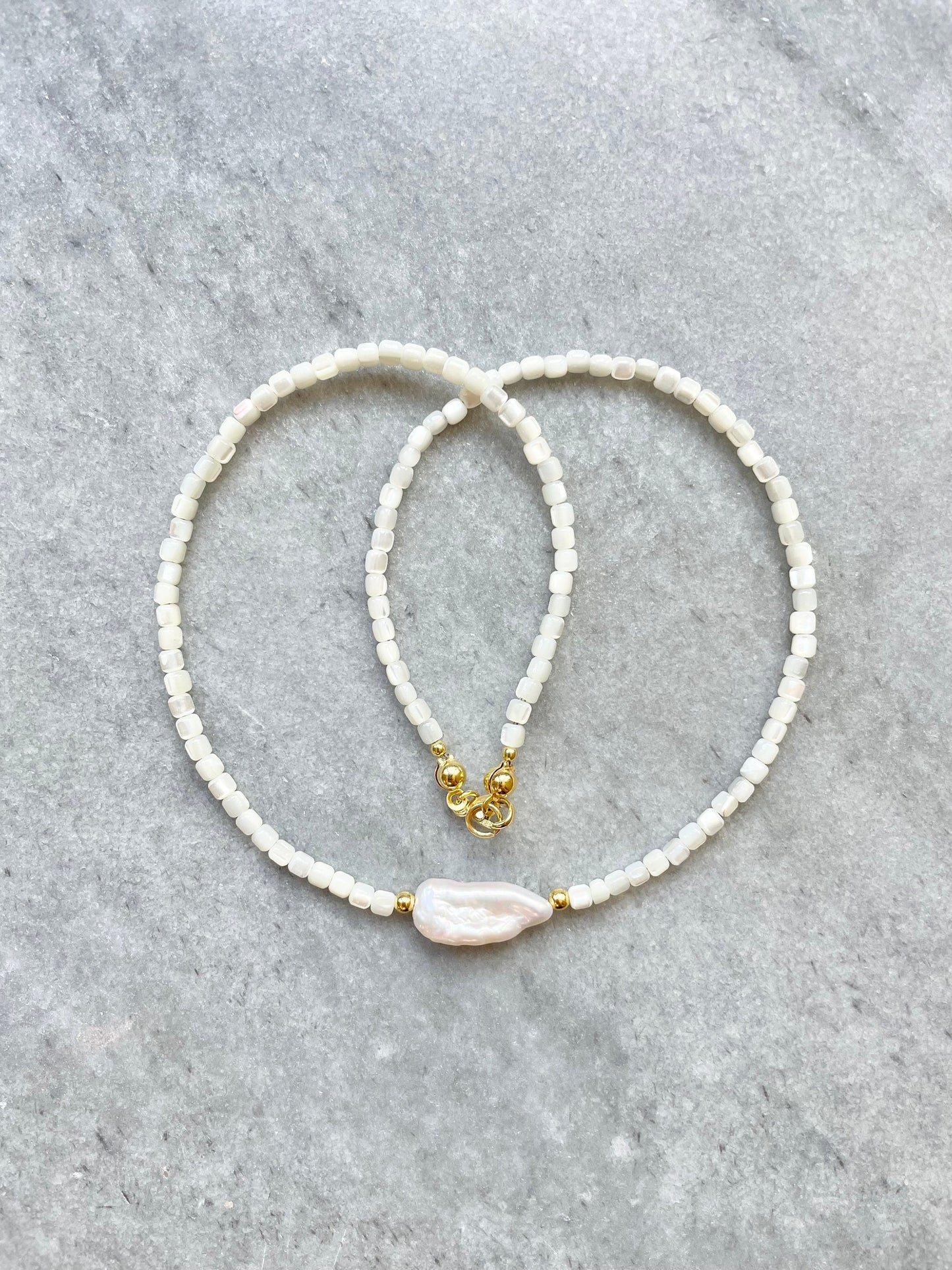 Gold Vermeil Biwa Pearl Necklace