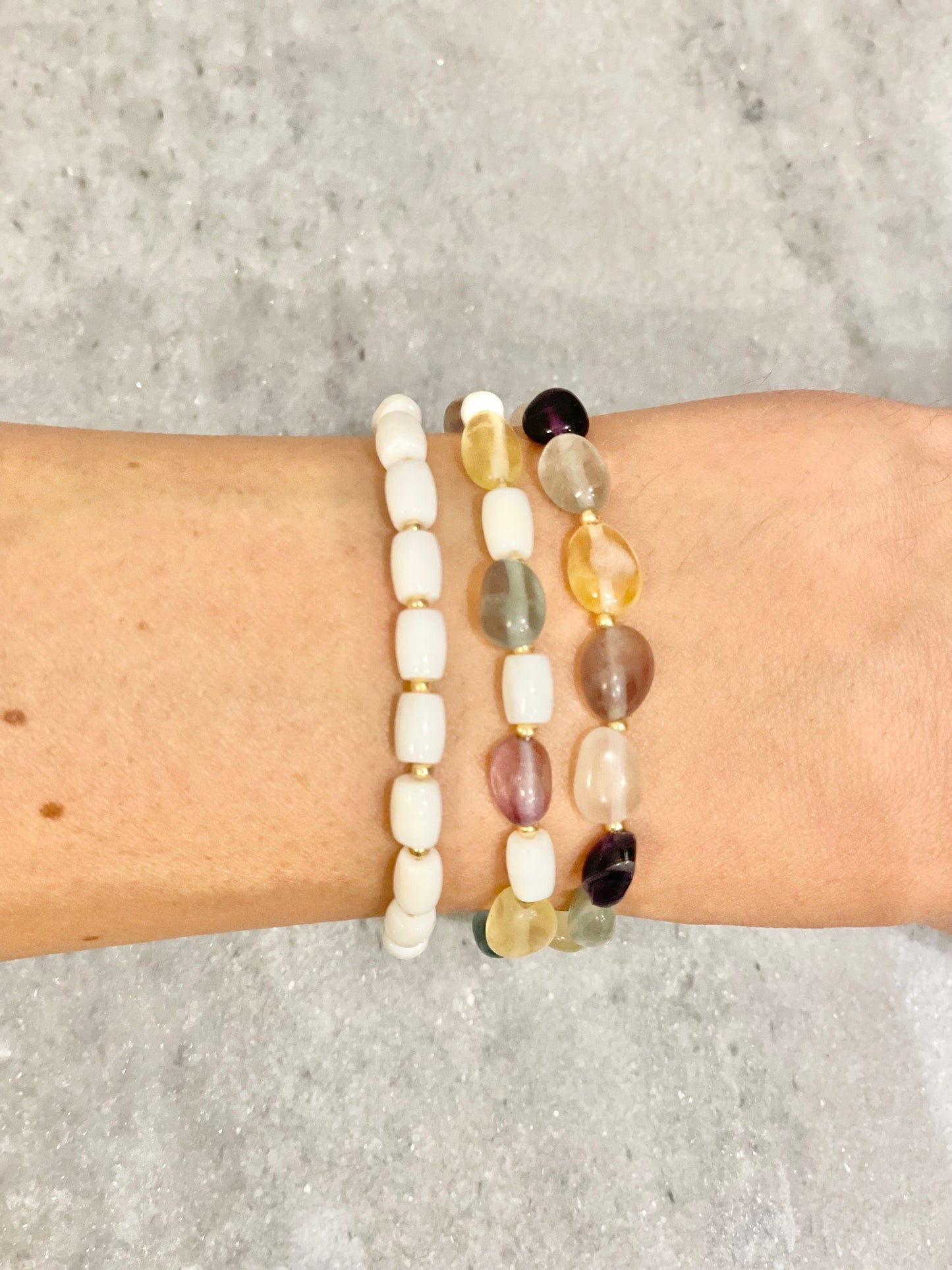 Trochus Shell Gold Beaded Bracelet