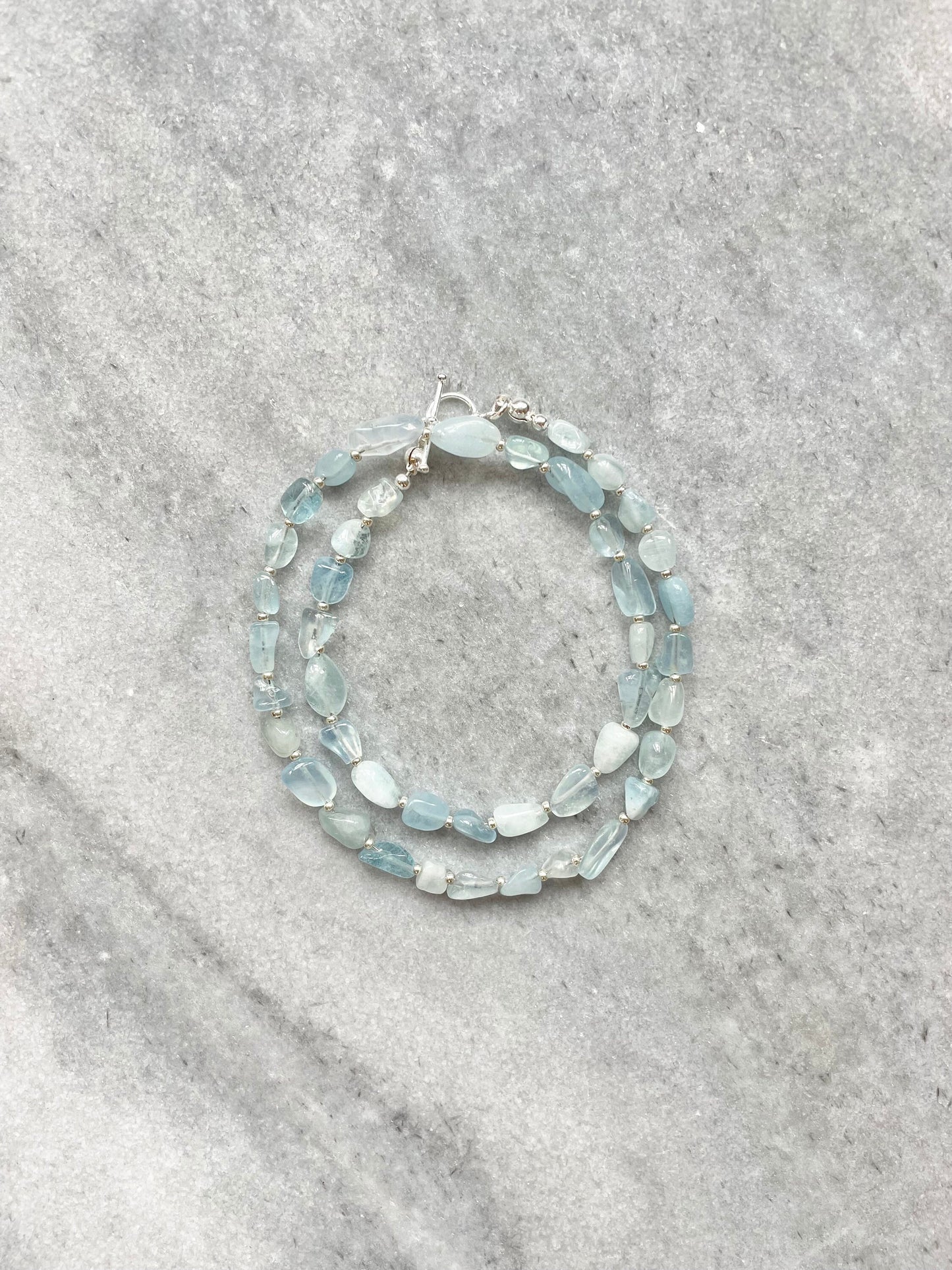 Collier de perles nuage aigue-marine