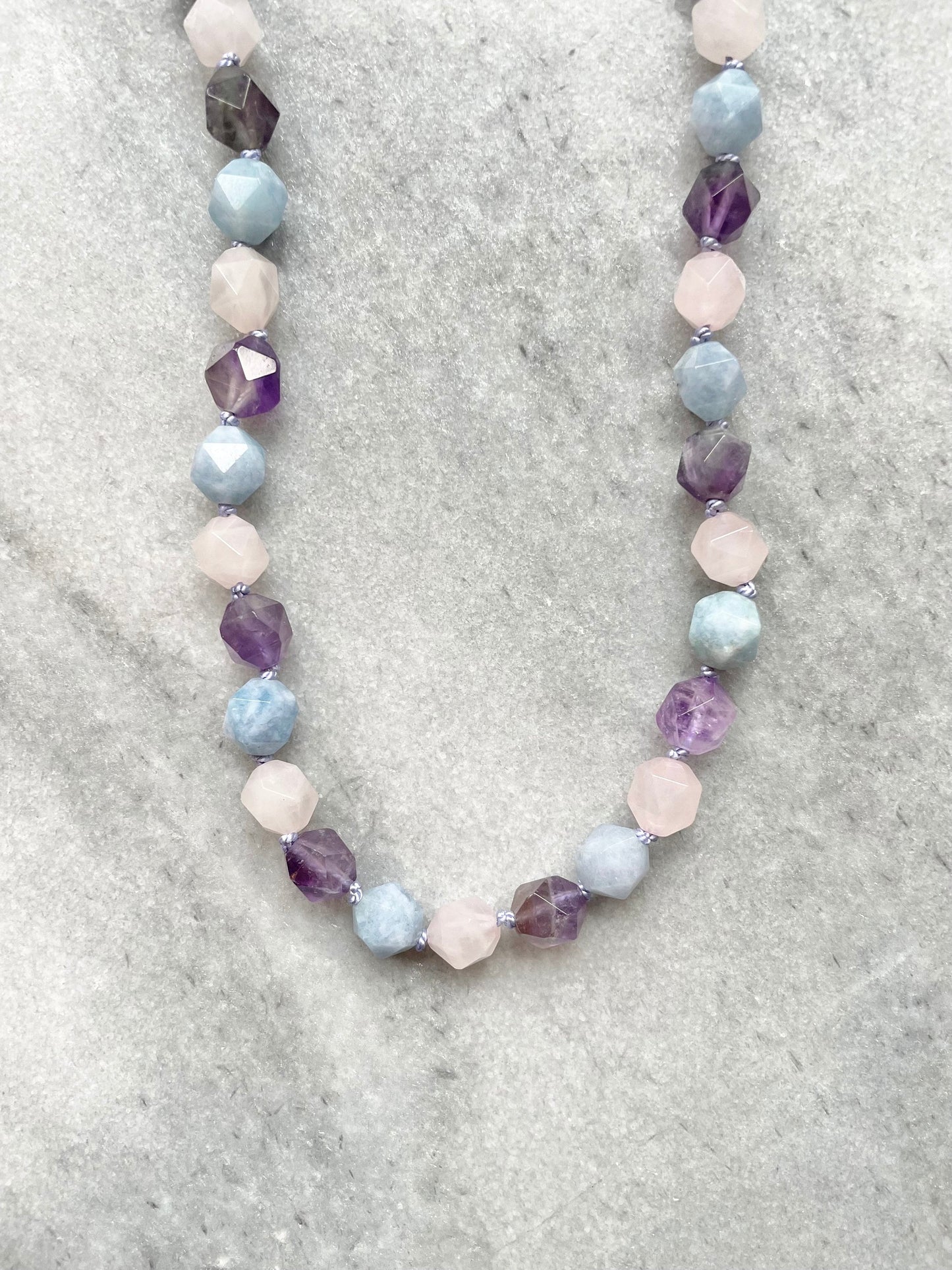 Summer Night Silk Knotted Gemstone Necklace