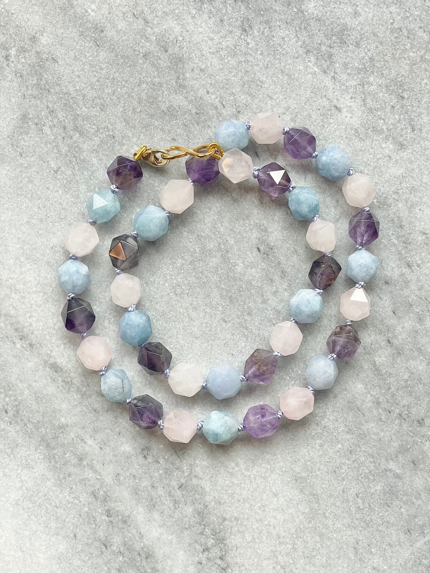 Summer Night Silk Knotted Gemstone Necklace