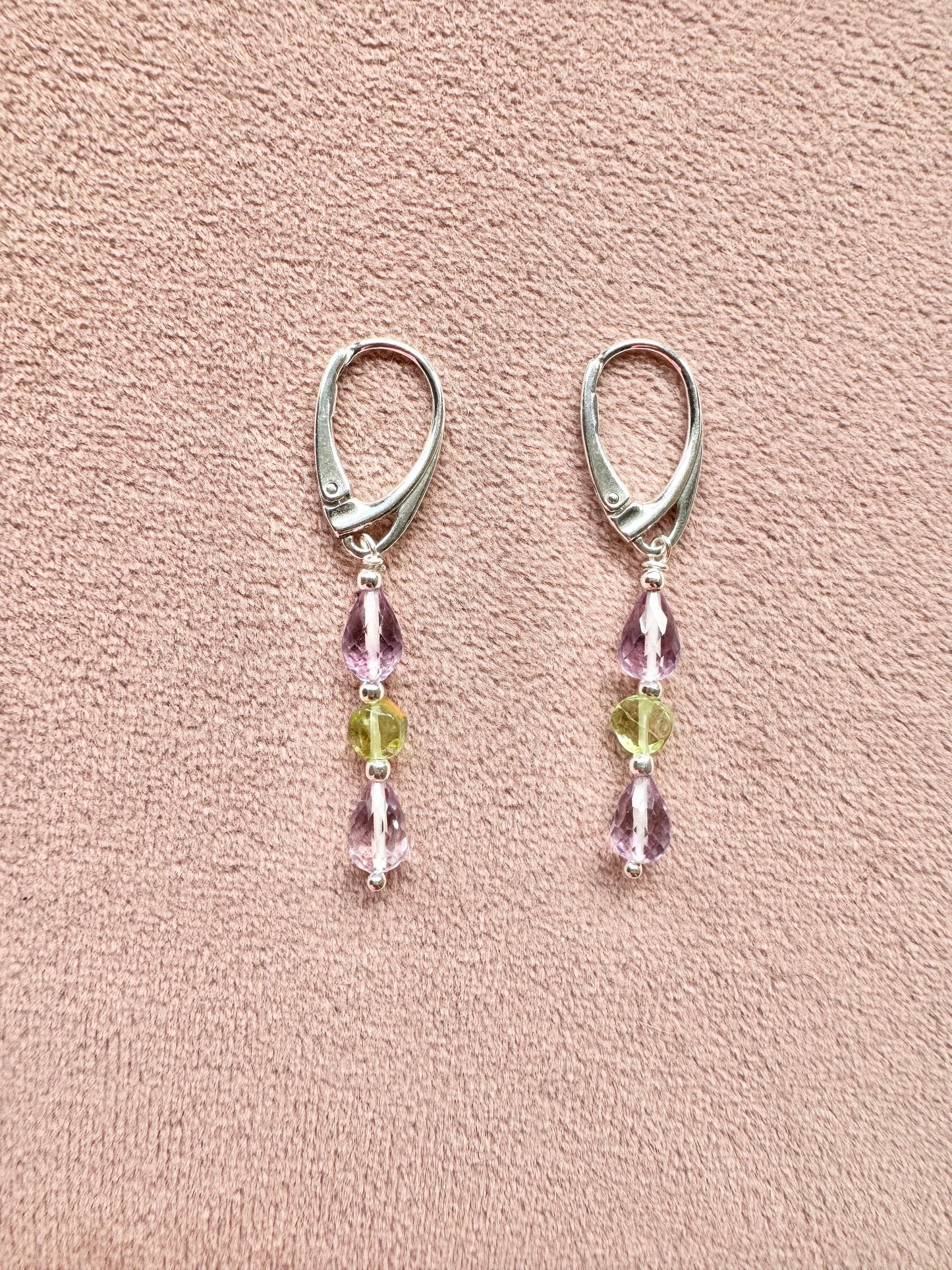 Morning Dew Amethyst & Peridot Silver Earrings